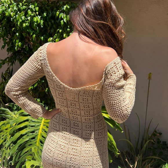 Free People Crochet Beach Romantic Maxi Dress with sides slits XS - Picture 3 of 7